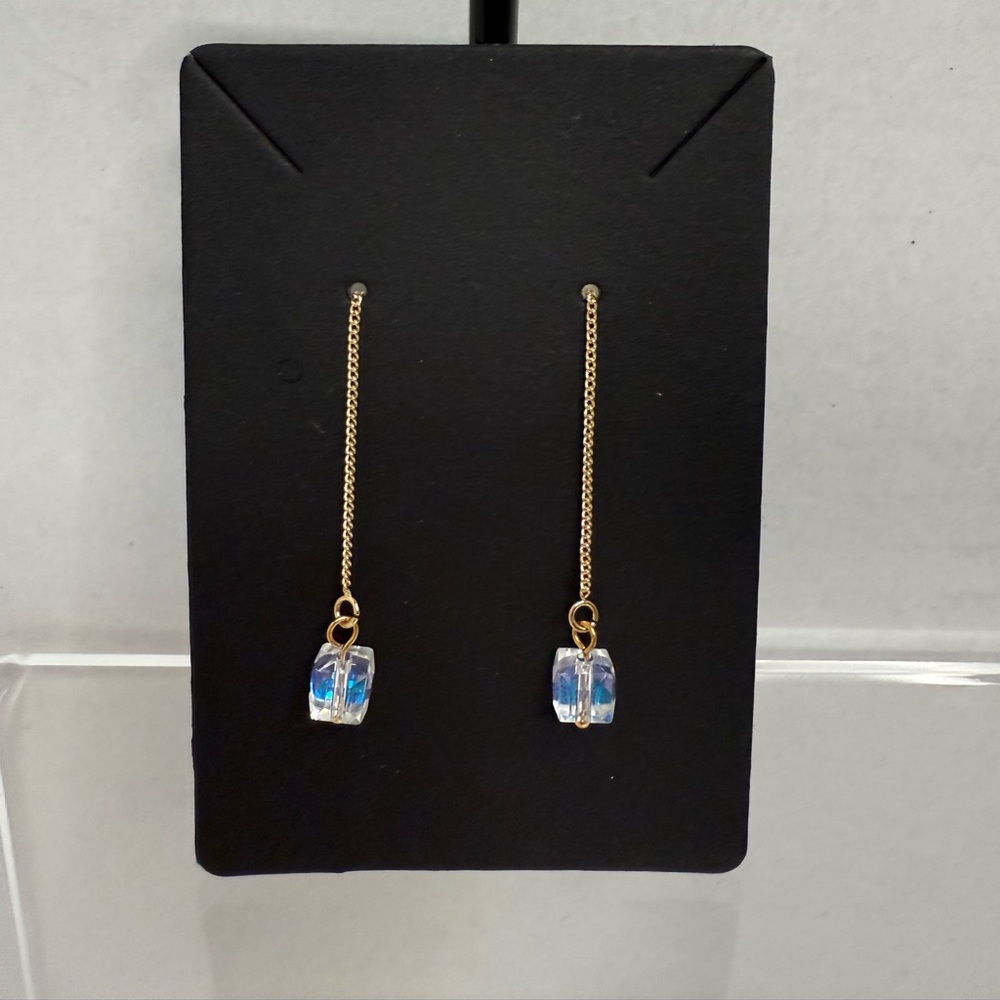 Elegant Rainbow Fluorite Crystal Drop Earrings